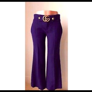 Gucci GG Logo Kick Flare belt  Pants Trousers women size 40